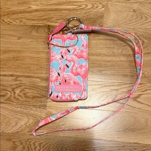 Simply Southern Pink and Blue Flamingo Lanyard Wallet